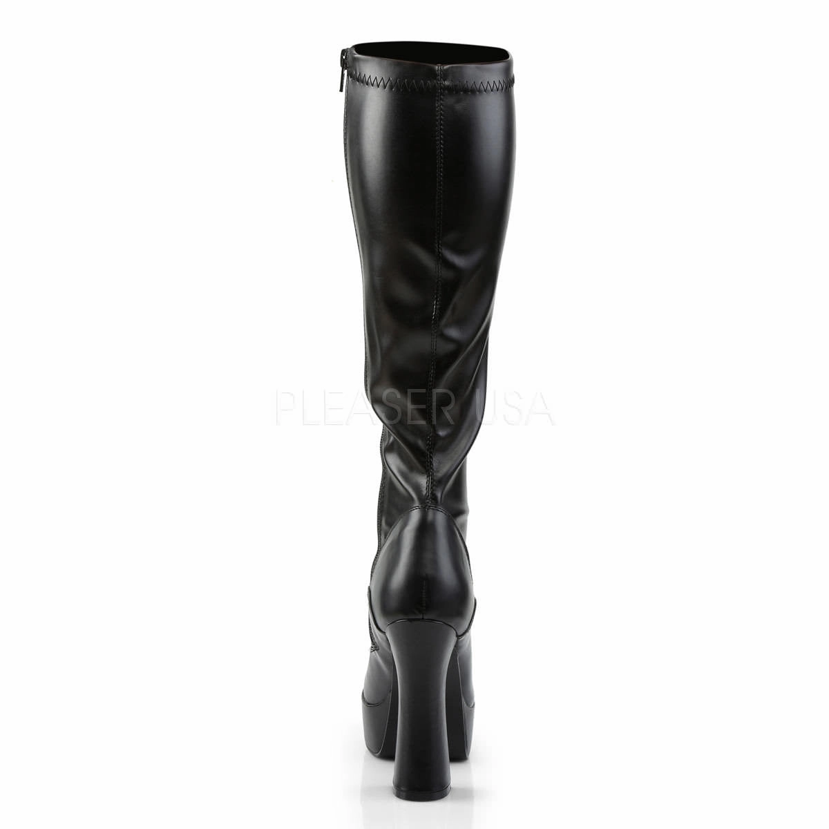 5 Inch Heel ELECTRA-2000Z Black Stretch Pu Platform Boots Knee High