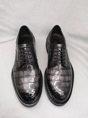 Crocodile Shoes Mens Genuine Crocodile Leather Derby Lace Up Dress Shoe Vintage Grey Bmw Motorcycle Boots