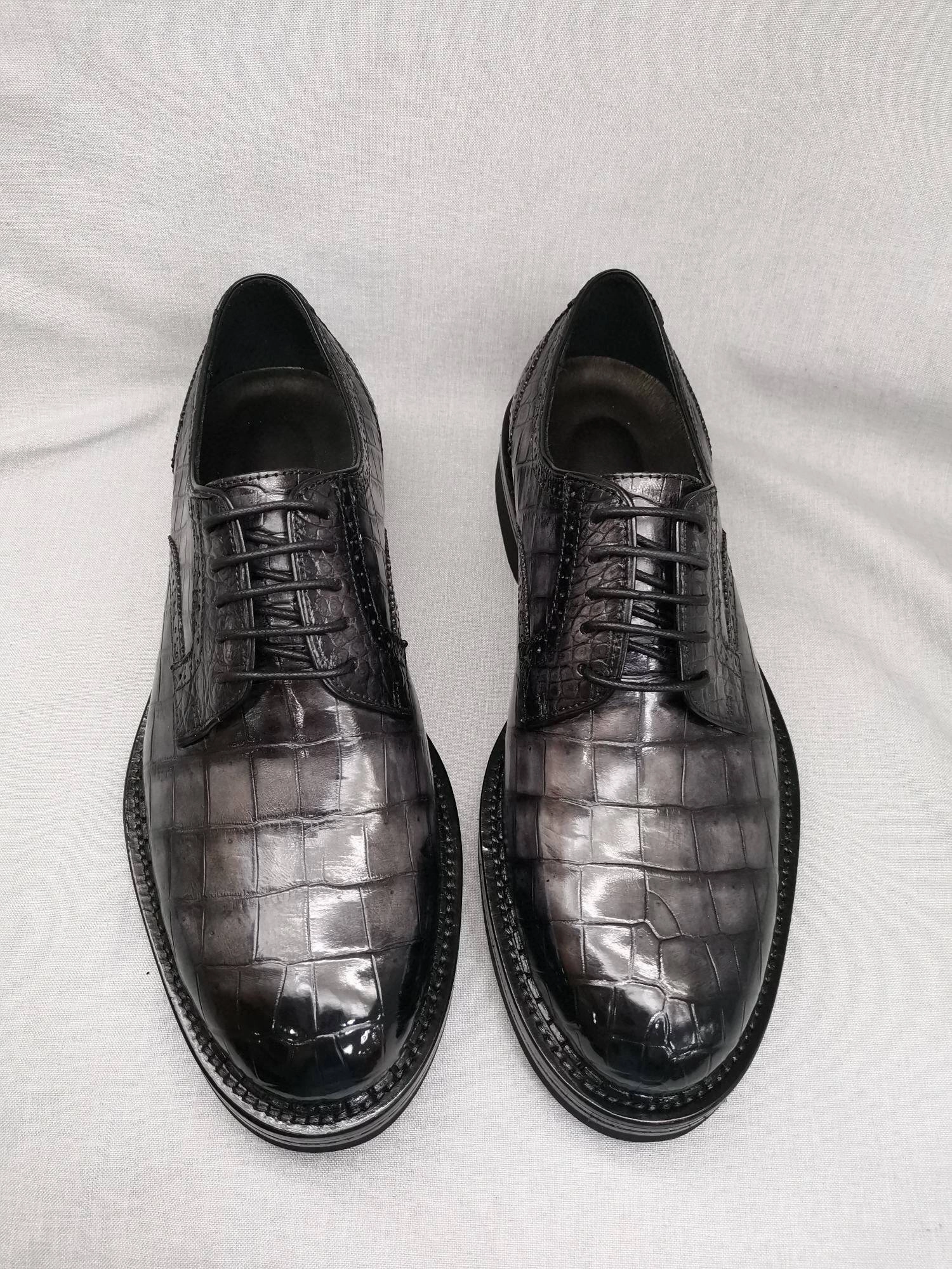 Brown Chukka Boots Crocodile Shoes Mens Genuine Crocodile Leather Derby Lace Up Dress Shoe Vintage Grey