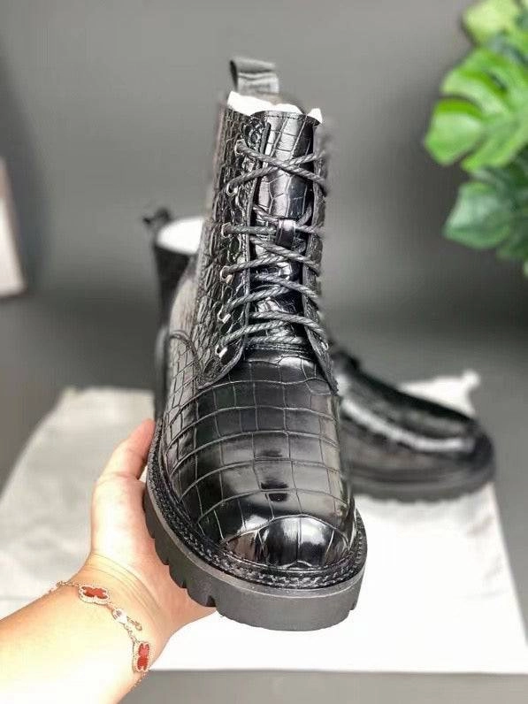Crocodile Shoes Unisex Crocodile Leather Martin boots Couple Shoes Plus Size Boots