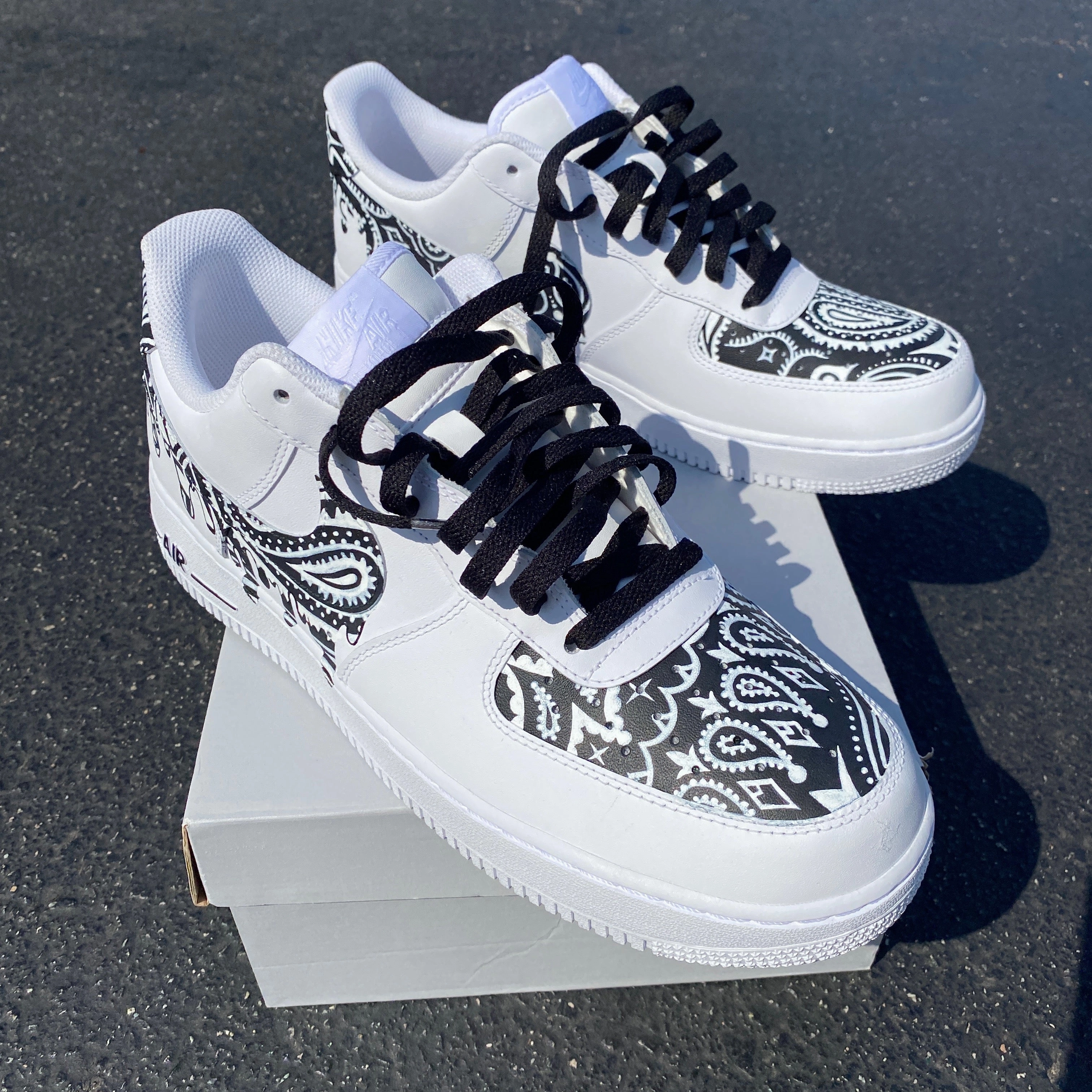 Ohio State Nike Shoes Custom Hand Painted Black Bandana Drip Nike Air Force 1 Low