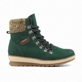 Waterproof Shoes For Youth Lunar GLB205 Candy Ladies Green Waterproof Zip & Lace Ankle Boots