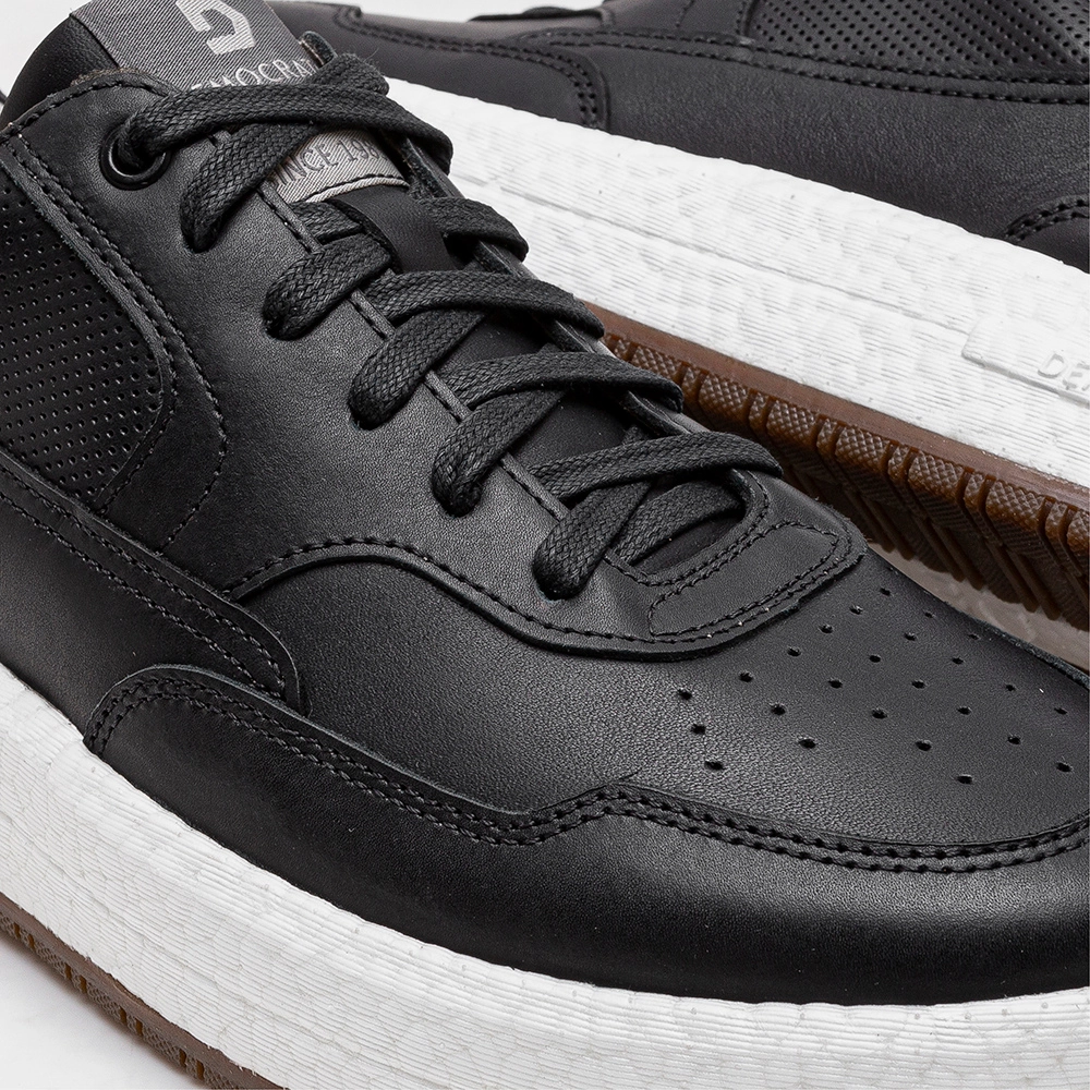 Democrata Drake Tie Black Leather Sneaker (Men's) Wide Width Walking