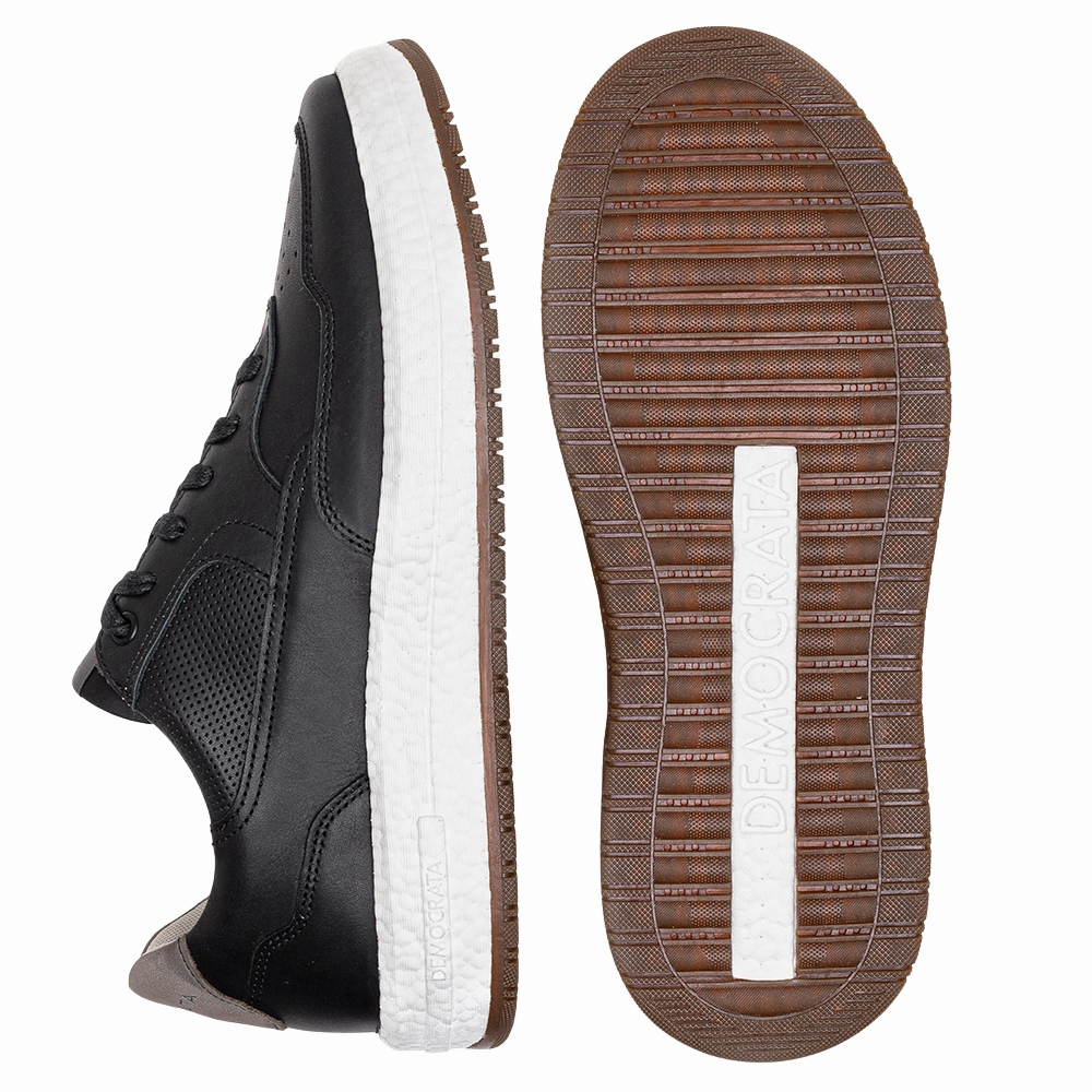 Democrata Drake Tie Black Leather Sneaker (Men's) Good Winter Walking Shoes