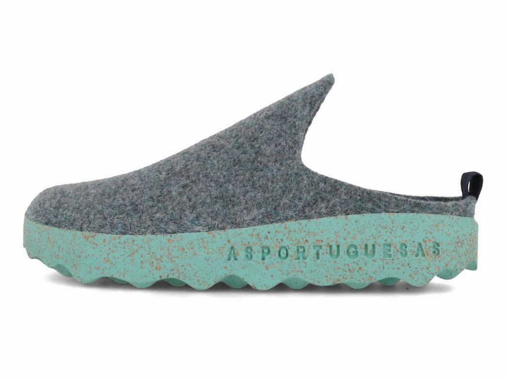 ASPORTUGUESAS Women Felt Clogs 'Come', gray blue Hunter Play Clogs