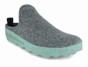 Leather Clogs ASPORTUGUESAS Women Felt Clogs 'Come', gray blue