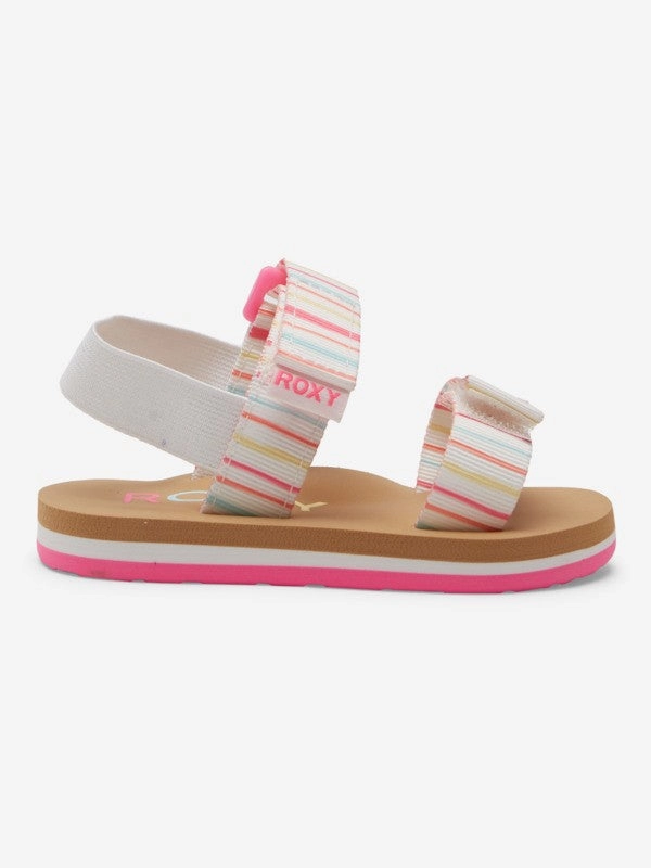 Roxy Girls Cage Sandals Toddler - White/Multi Hand Made Flip Flops