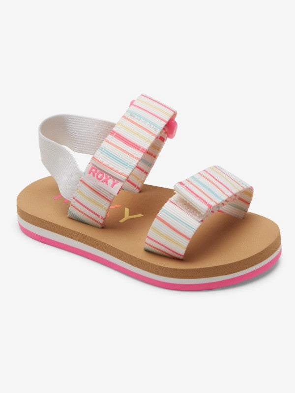 Flip It Or Flop Roxy Girls Cage Sandals Toddler - White/Multi