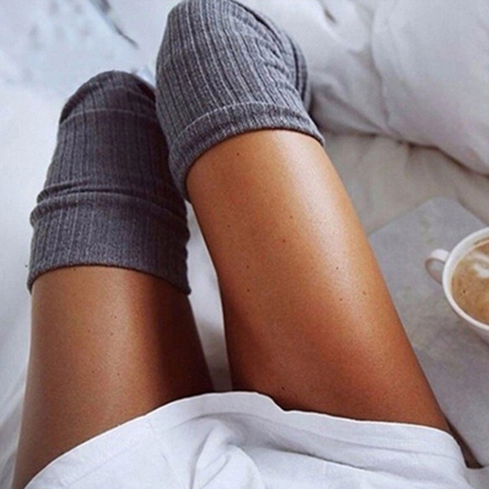 Ribbed Gray Thigh High Socks Super Soft Over The Knee Boot Socks Cozy Up With A Cappuccino Knee High Plaid Boots