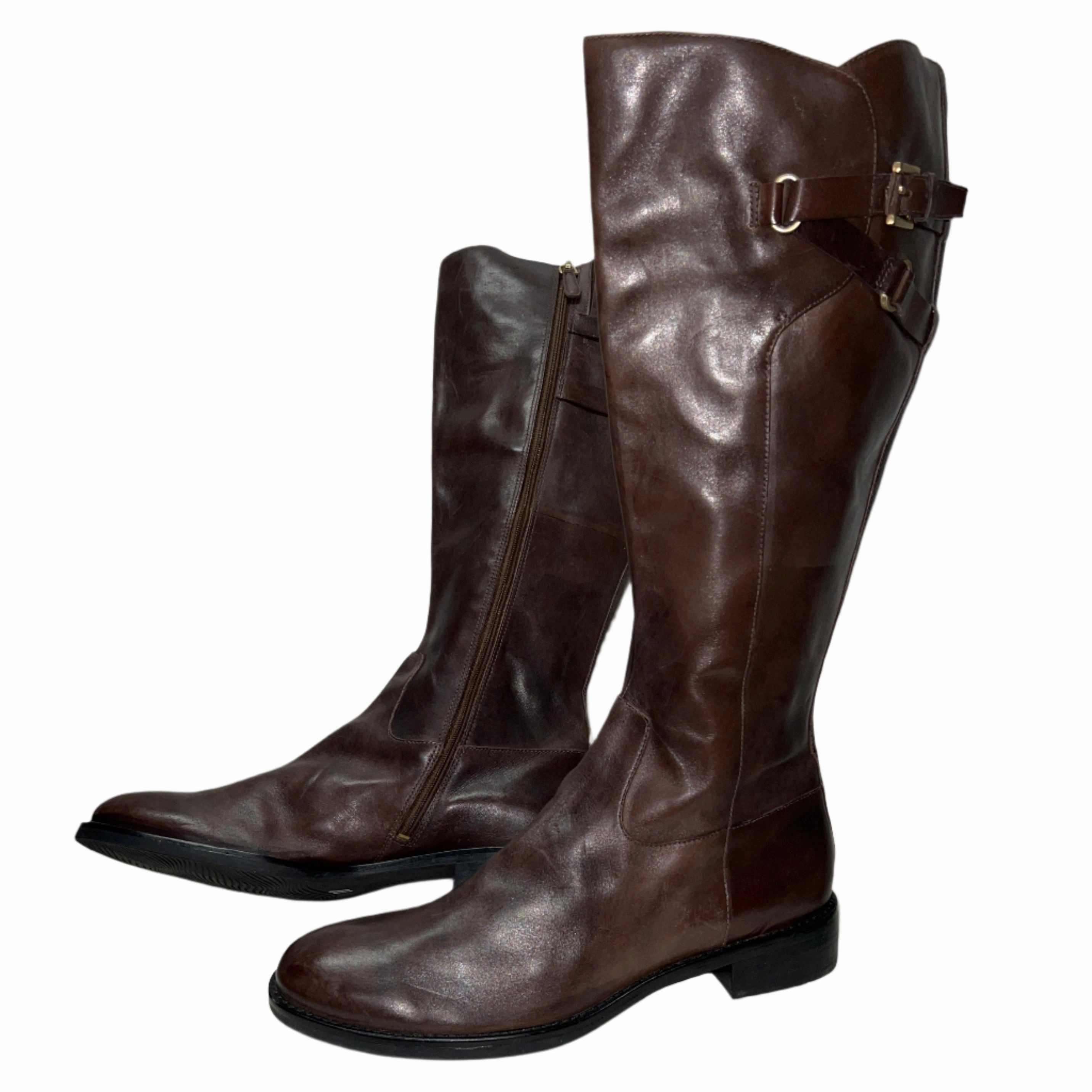 ECCO Women's Hobart Tall Strap Boot  42EU - Brown Leather Fashion Cowgirl Boots