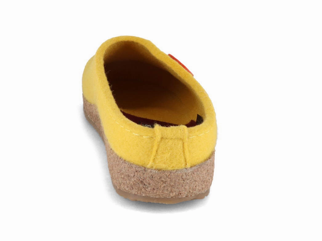 HAFLINGER Women Felt Clogs 'Grizzly Kanon', yellow Boston Clogs Soft Footbed