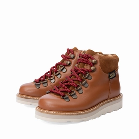 Hiking Boot Ties Eddie Ankle-High Hiking Kids Boot Chestnut Brown Leather