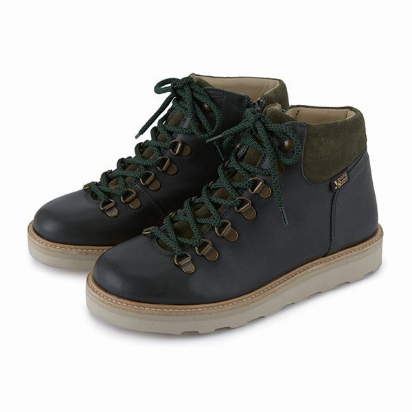 Hiking Boots With High Arch Support Eddie Ankle-High Hiking Kids Boot Hunter Green Leather