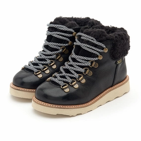 Eddie Wool Ankle-High Hiking Kids Boot Black Leather Smith Hiking Boots
