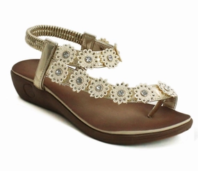 Best Flip Flops Pedicure B808859 Womens Slingback Diamante Sandals in Gold