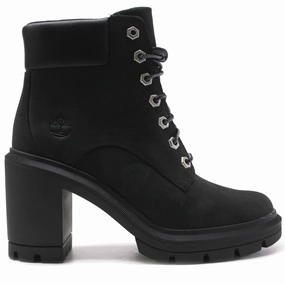 Low Heel Wide Width Ankle Boots Timberland Allington Heights 6 Inch Nubuck Women's Lace Up Black Boots