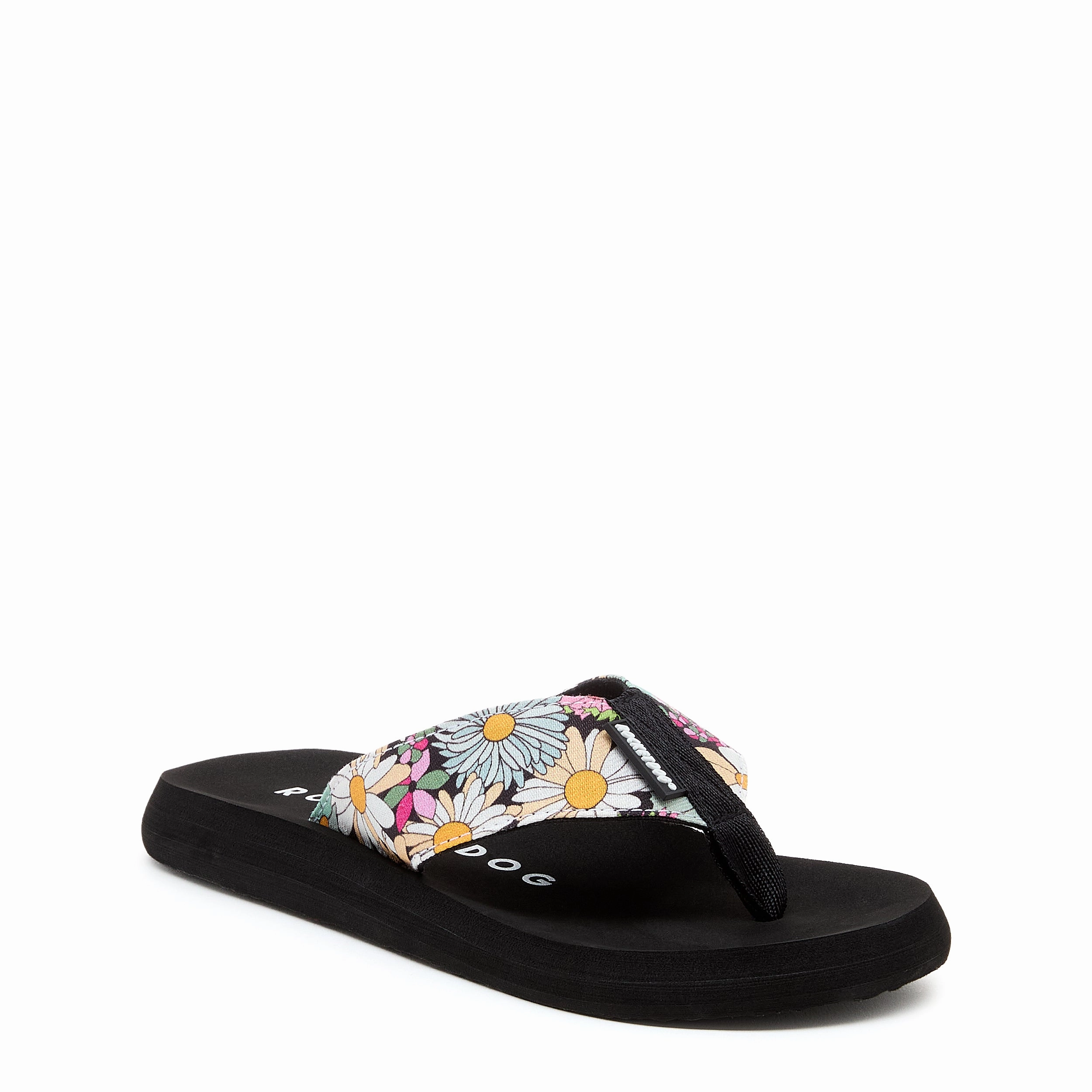 Clean Stinky Flip Flops Adios Black Floral Flip-Flops