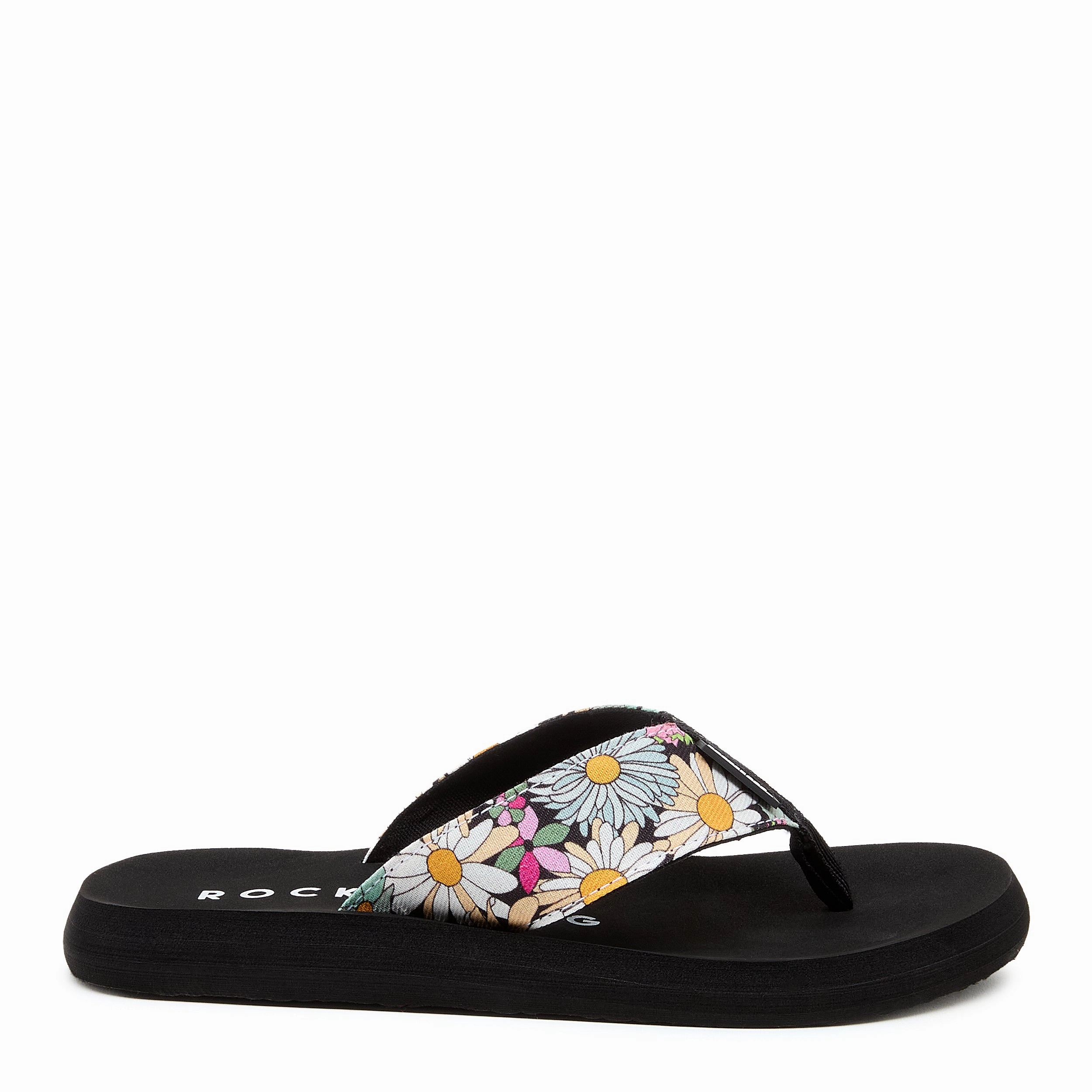 Size 10 Flip Flops Adios Black Floral Flip-Flops