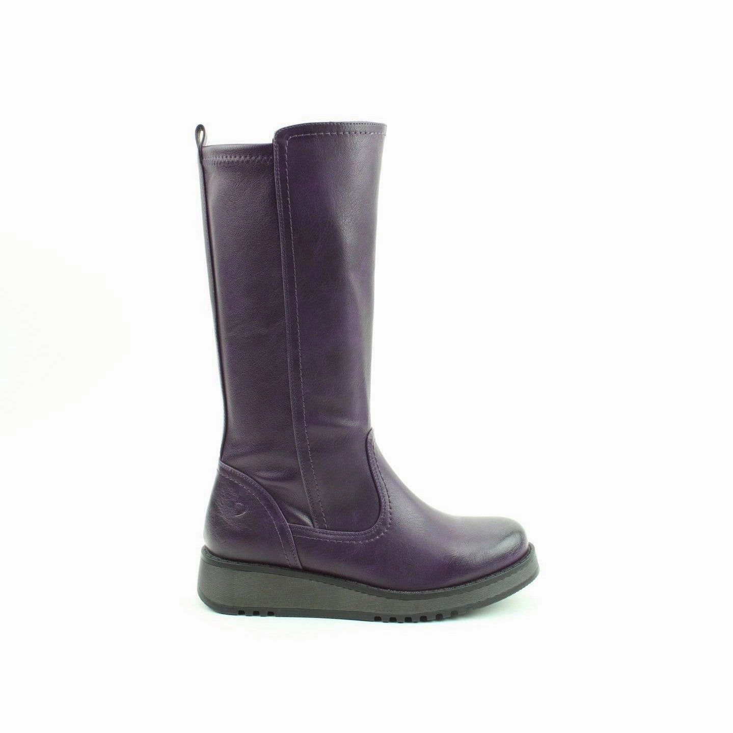 Lug Sole Boots Knee High Heavenly Feet Luna Ladies Purple Vegan Side Zip Knee High Boots