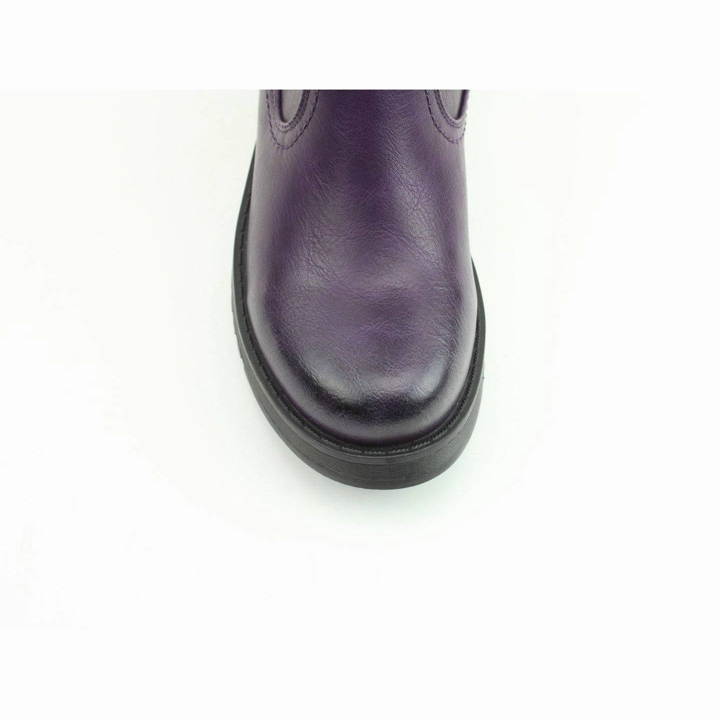 Wide Calf Heeled Knee High Boots Heavenly Feet Luna Ladies Purple Vegan Side Zip Knee High Boots
