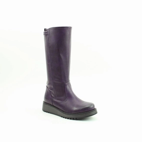 Fluffy Boots Knee High Heavenly Feet Luna Ladies Purple Vegan Side Zip Knee High Boots