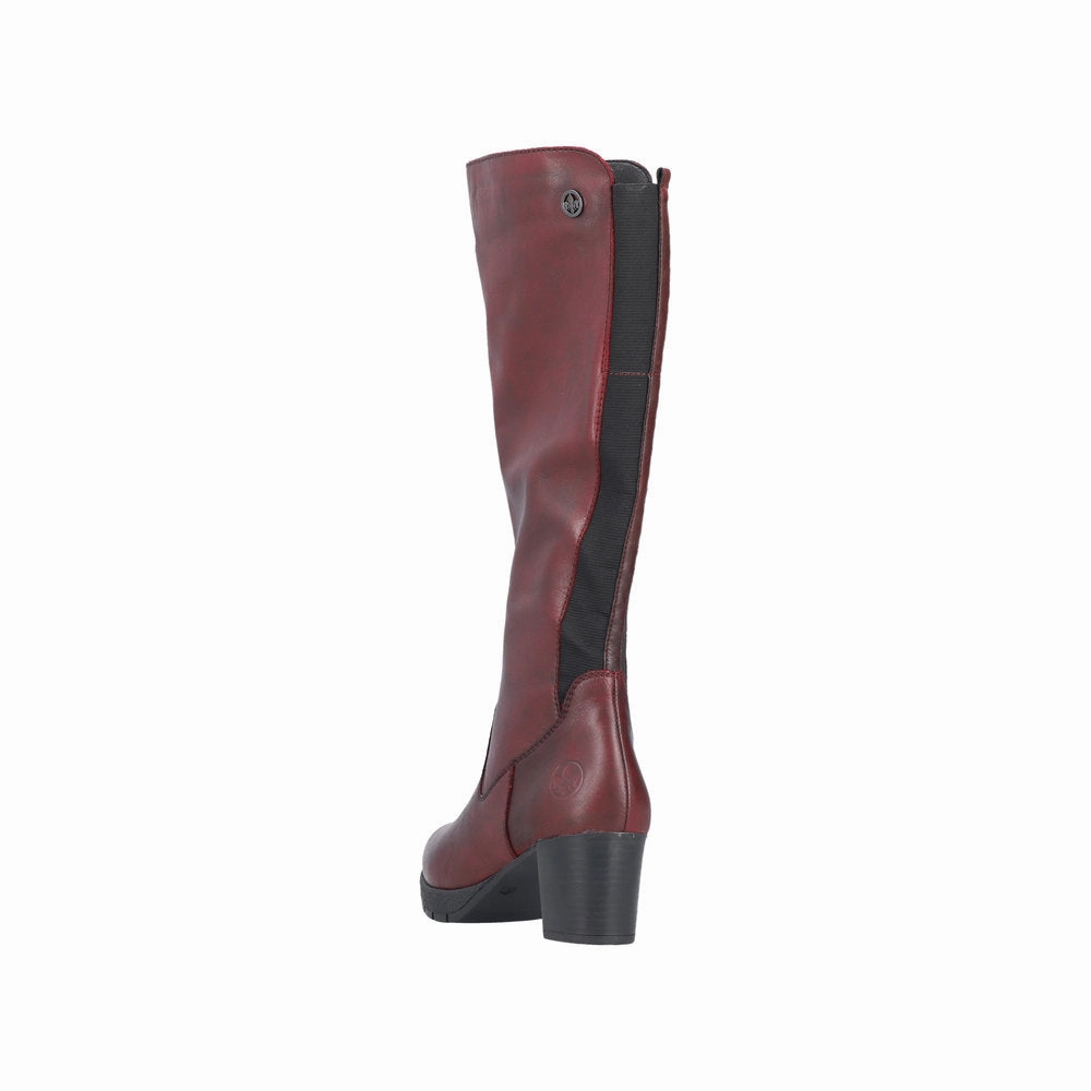 Cute Outfits With Knee High Boots Rieker 77684-35 Ladies Red Leather Side Zip Knee High Boots