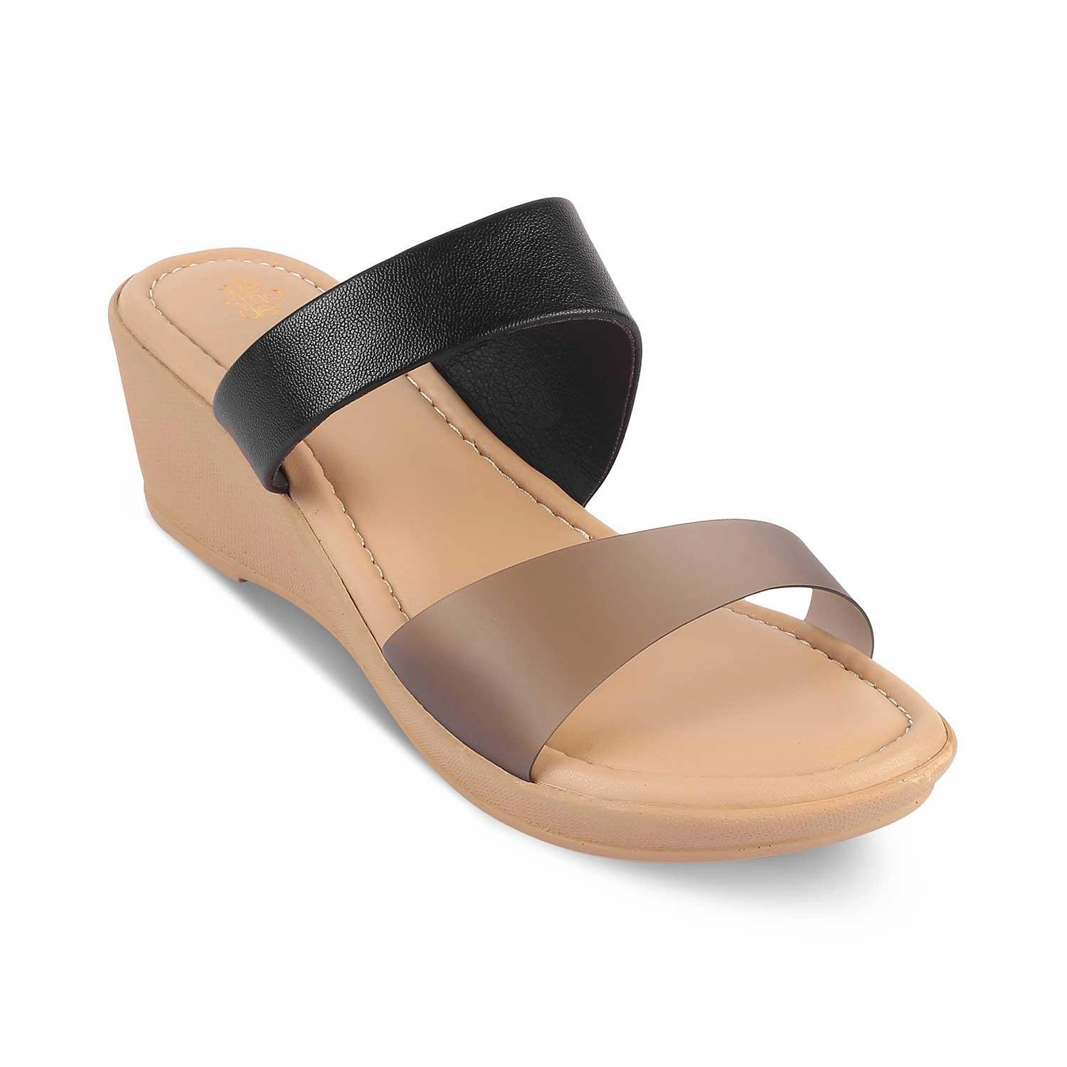 The Sios Black Women's Casual Wedge Sandals Tresmode Guess Sandals