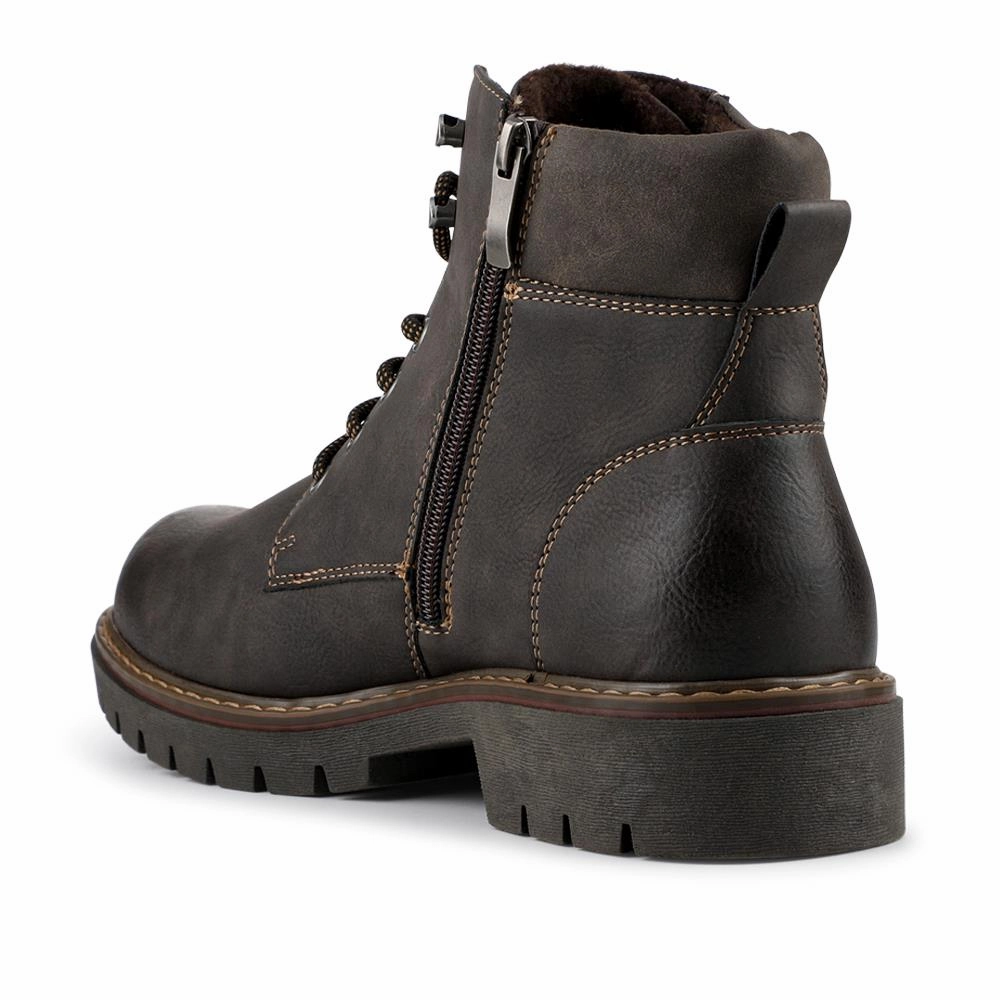 Lace-Up Ankle Boots - GANG42003 / 327 881 - Dark Brown Green Hiking Boots