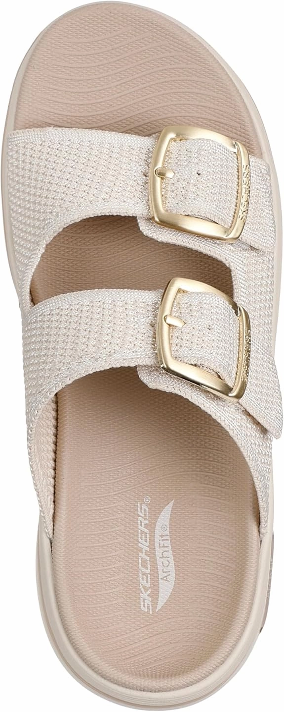 Skechers Women's Two Band Slide Sandal Designer Wedge Flip Flops