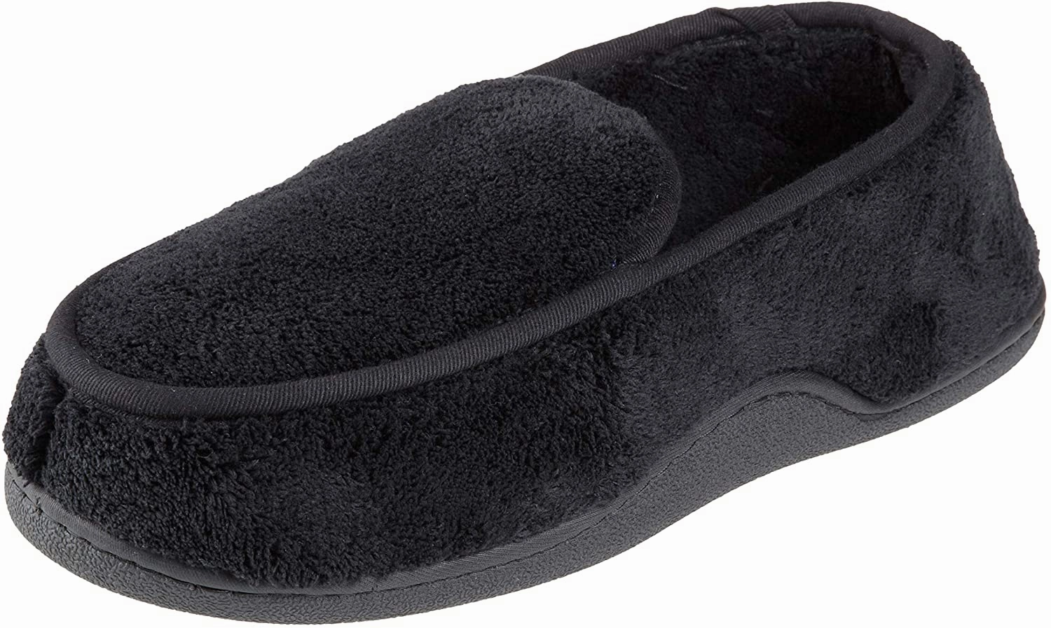 isotoner Men's Terry Moccasin Slipper with Memory Foam Footbed Best Shoes For Pronation Walking