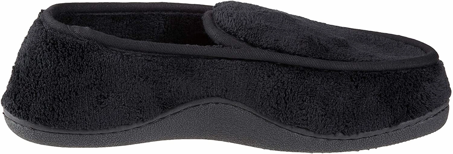 Good Casual Walking isotoner Men's Terry Moccasin Slipper with Memory Foam Footbed