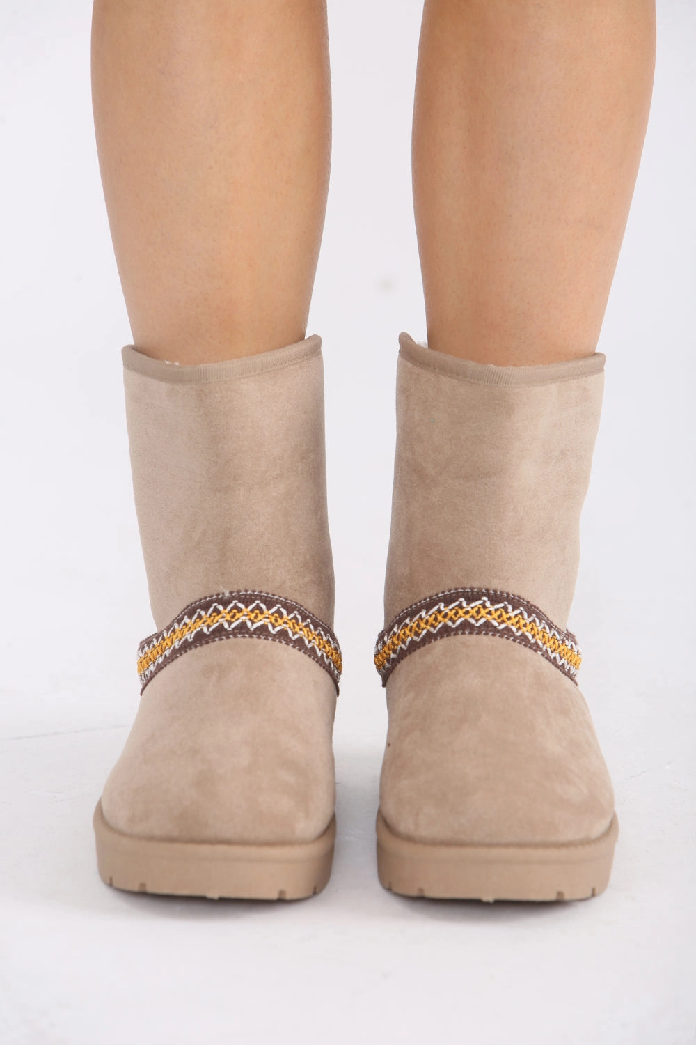 CAMEL FOLD OVER EMBROIDED AZTEC DETAIL FULLY FUR LINED BOOT Muck Boots Arctic Sport