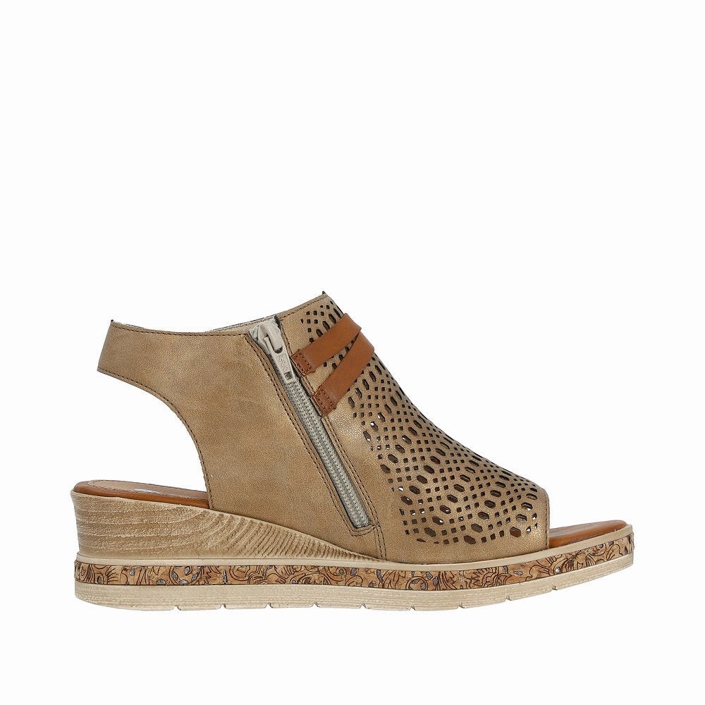 Remonte D3075-90  Ladies Bronze Zip Up Sandals Popular Slide Sandals