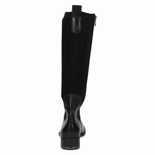 Caprice 25514-41 019 Ladies Black Combi Leather & Textile Side Zip Knee High Boots Knee High Boots Classy