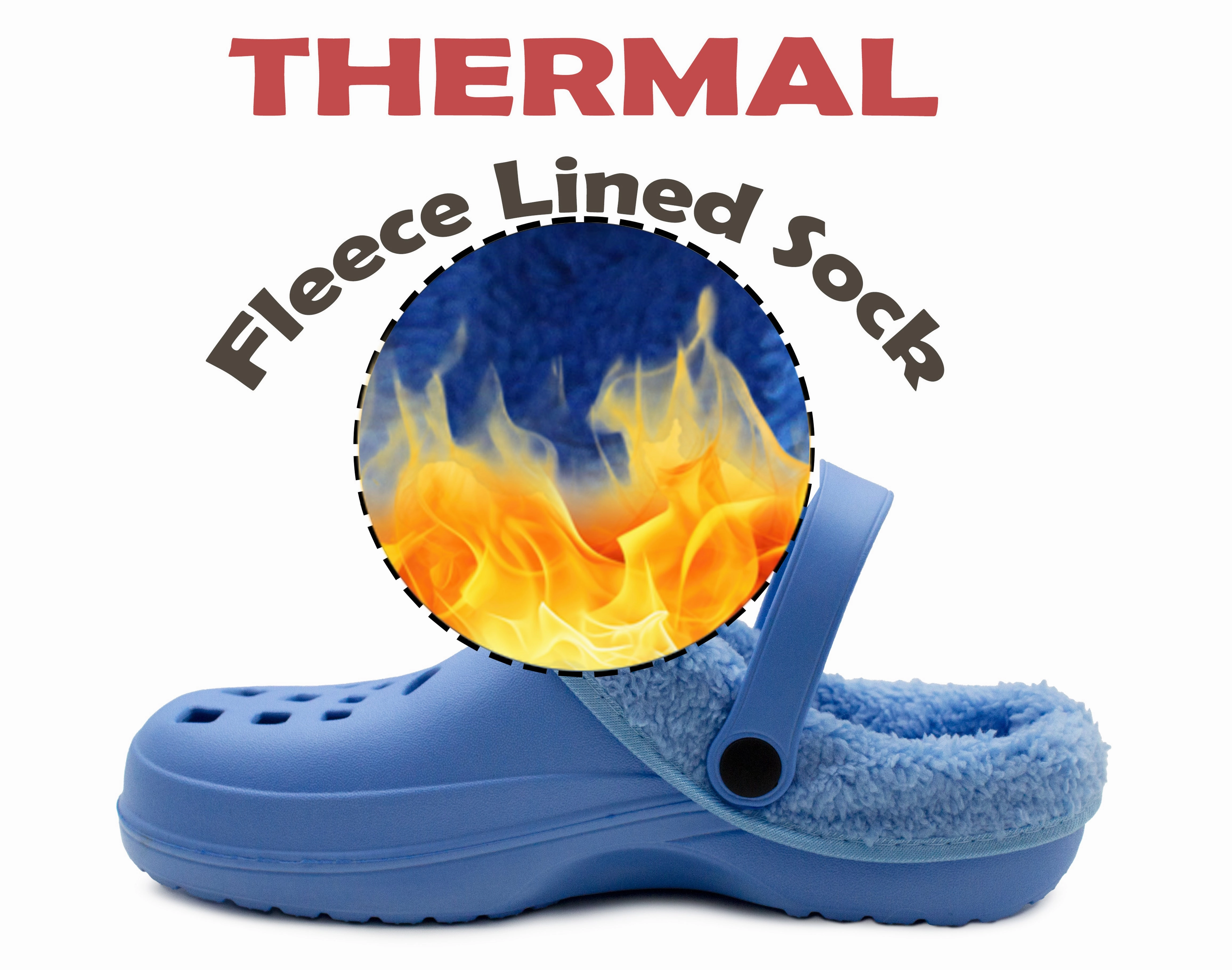 Womens Clogs Warm Fur Lined Thermal Garden Clogs Lightweight EVA Slip On Slippers Kitchen Nurse Indoor House Shoes Sandals Blue France Clogs