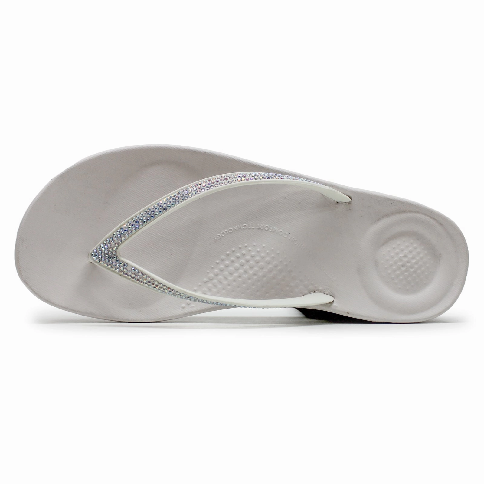 FitFlop Iqushion Sparkle Synthetic Women's Urban White Toe Post Sandals Easy Street Flip Flops