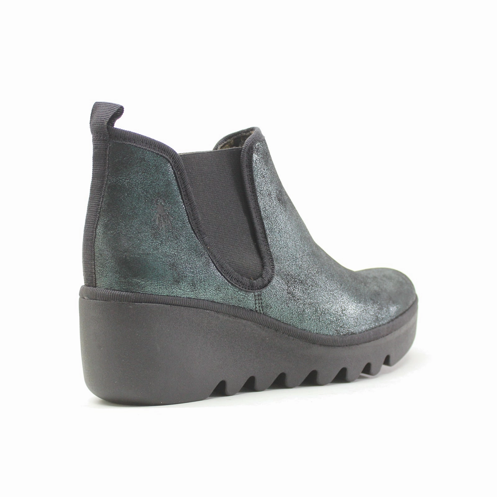 Fly London BYNE349FLY Leather Women's Slip On Green Boots Suede Ankle Boots With Fur Cuff