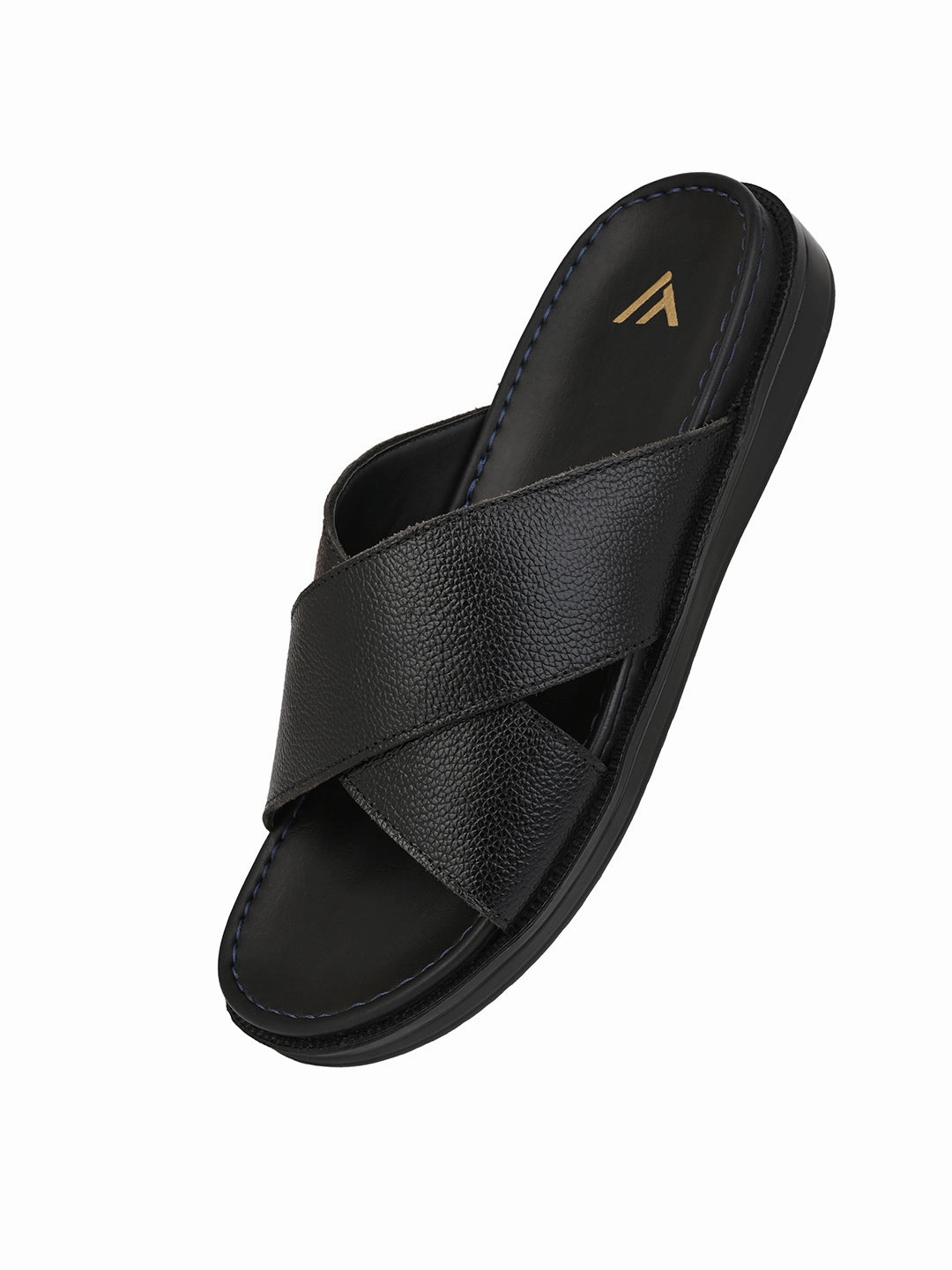 Alberto Torresi Deriko Black Genuine Leather Flats Sarto Flat Sandals