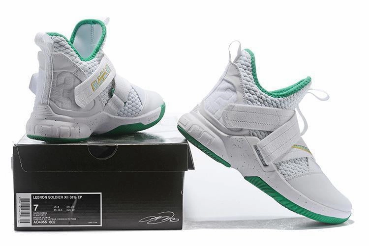 Nike Boxing Shoes Nike Lebron Soldier XII 12 SFG EP Grey White Green Men Shoes Sale Size US7,8,8.5,9,10,11,12