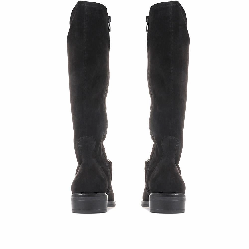 Flat Knee High Boots - CAPRI36501 / 322 510 - Black Combat Boots Knee High