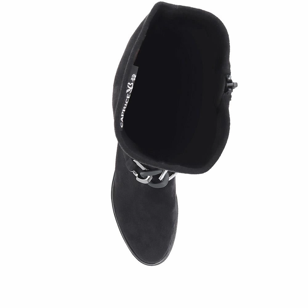 Knee High Combat Boots Platform Flat Knee High Boots - CAPRI36501 / 322 510 - Black