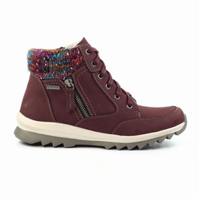Waterproof Lifestyle Shoes Lunar GLB115 Buttermere Ladies Burgundy Waterproof Zip & Lace Ankle Boots