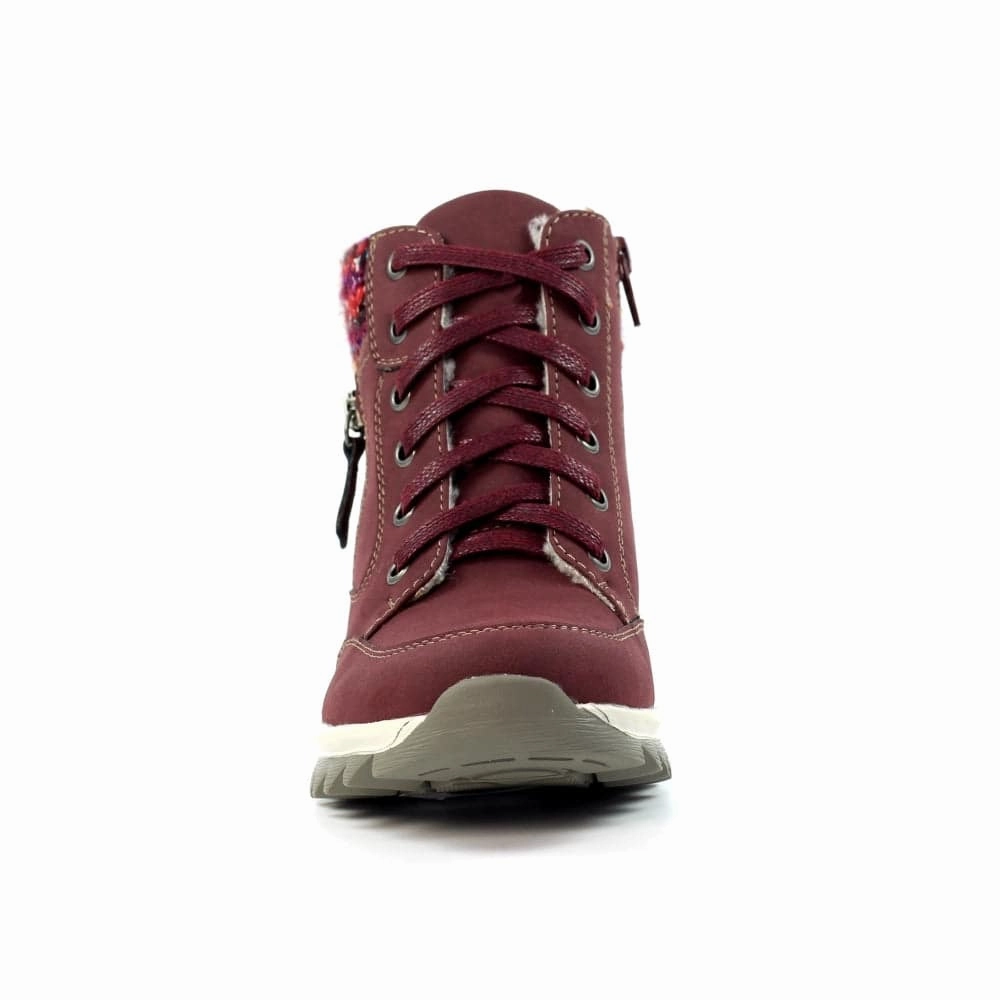 Lightweight Waterproof Travel Shoes Lunar GLB115 Buttermere Ladies Burgundy Waterproof Zip & Lace Ankle Boots