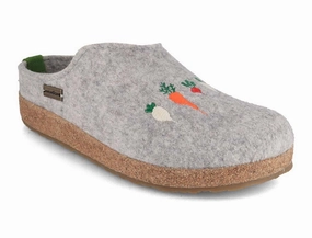 HAFLINGER Women Felt Clogs 'Grizzly Rbli', stone gray Boden Clogs