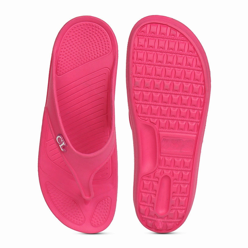 Ladies Cushioned Flip Flops Women Fuchsia Comfortable Wedge Flip Flops