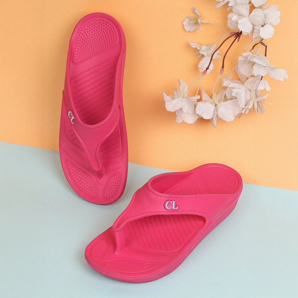 Flip Flops One Women Fuchsia Comfortable Wedge Flip Flops