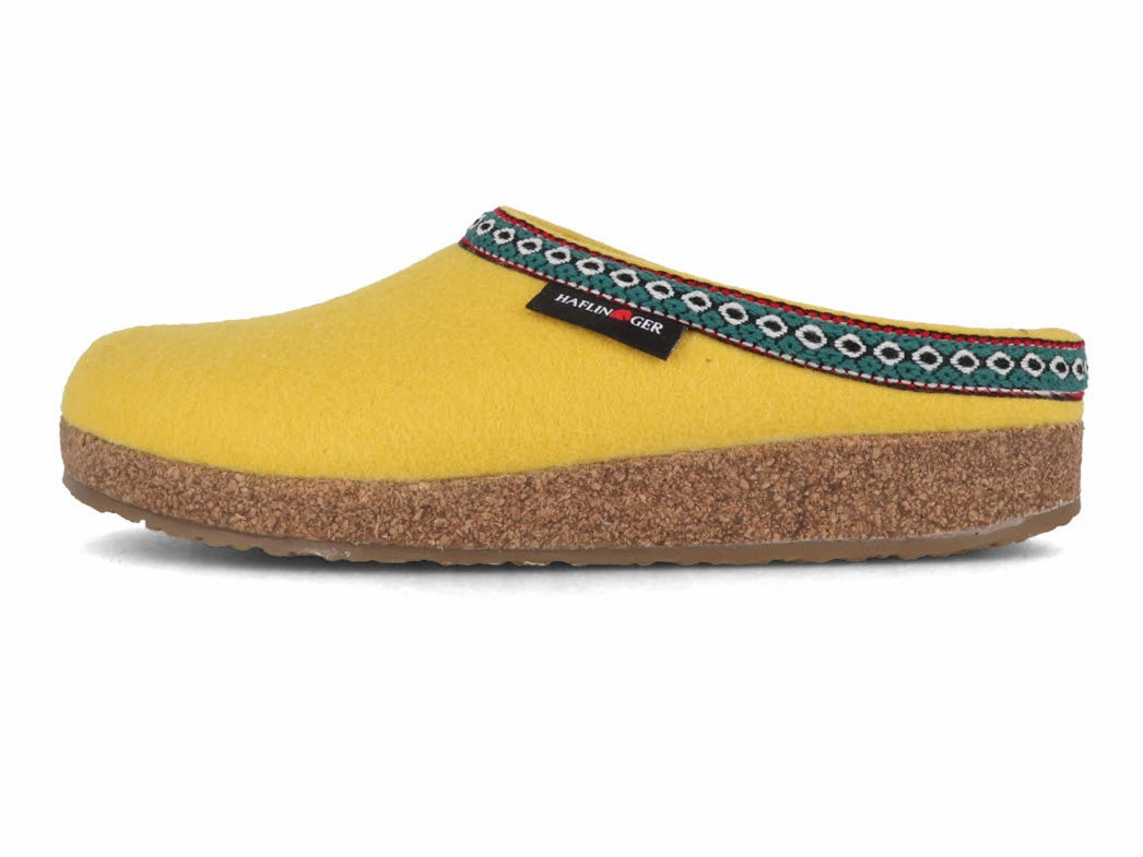 HAFLINGER Women Felt Clogs 'Grizzly Franzl', yellow Ledi Clogs