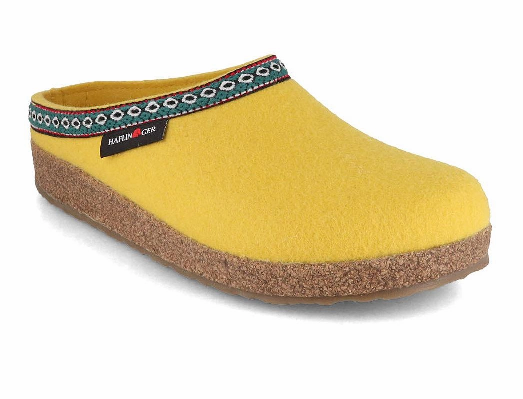 HAFLINGER Women Felt Clogs 'Grizzly Franzl', yellow Boys Clogs