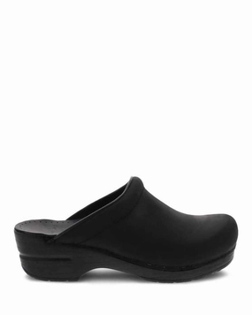 Women's Sonja Clog Shoes In Oiled Leather Black Clogs Big Kids