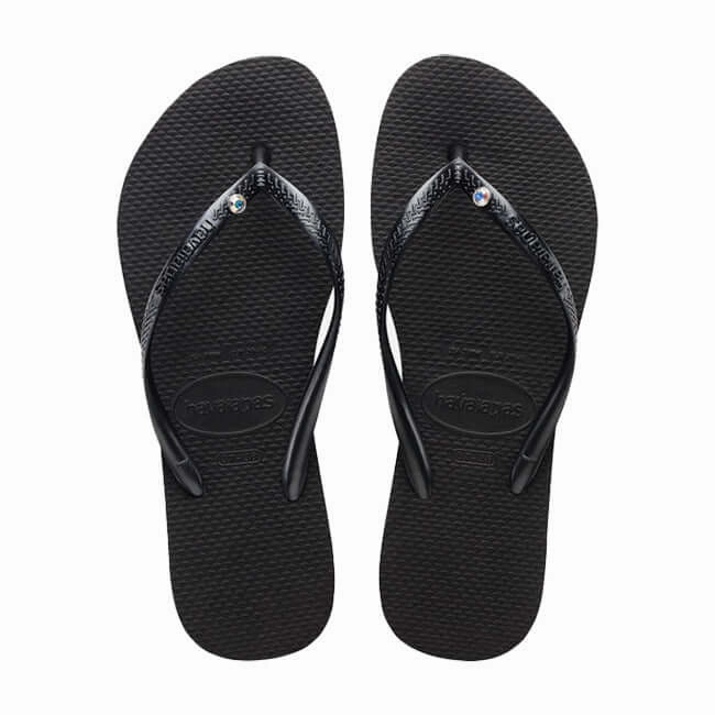 Woven Strap Flip Flops Havaianas Slim Crystal SW II Black